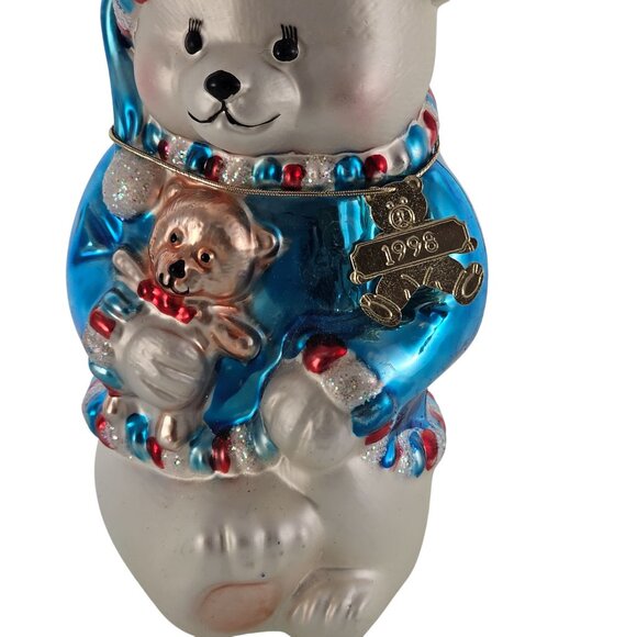 1998 Blown Glass Cubby Bears Ornament 6" Santas Best handcrafted Christmas decor - Picture 2 of 8